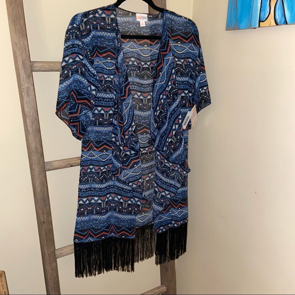 NWT LuLaRoe Monroe Kimono - Black & Blue